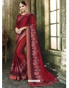 Maroon Silk Border Work Designer Party Wear Saree