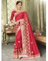 Red Silk Border Work Designer Party Wear Saree