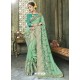 Amazing Sea Green Silk Border Work Designer Party Wear Saree