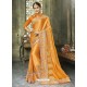 Orange Silk Border Work Designer Party Wear Saree