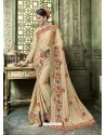 Light Beige Silk Border Work Designer Party Wear Saree