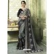 Dull Grey Silk Border Work Designer Party Wear Saree