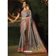 Grey Silk Designer Embroidered Saree