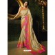 Beige Silk Designer Embroidered Saree