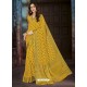 Yellow Chiffon Jaquard Designer Saree