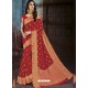 Red Chiffon Jaquard Designer Saree