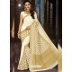 Off White Chiffon Jaquard Designer Saree