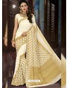 Off White Chiffon Jaquard Designer Saree