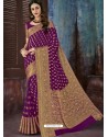 Purple Chiffon Jaquard Designer Saree