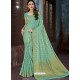 Aqua Mint Chiffon Jaquard Designer Saree