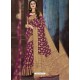 Purple And Golden Chiffon Jaquard Designer Saree