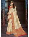 Light Beige Chiffon Jaquard Designer Saree