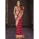 Maroon And Gold Chiffon Jaquard Designer Saree