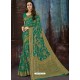 Teal Chiffon Jaquard Designer Saree