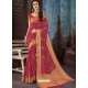 Crimson Chiffon Jaquard Designer Saree