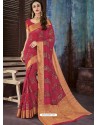 Crimson Chiffon Jaquard Designer Saree