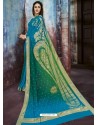 Blue Chiffon Jaquard Designer Saree