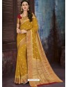 Mustard Chiffon Jaquard Designer Saree