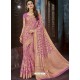 Hot Pink Chiffon Jaquard Designer Saree