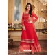 Red Georgette Designer Palazzo Suit