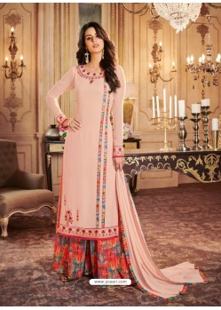 Baby Pink Georgette Designer Palazzo Suit