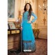 Turquoise Georgette Designer Palazzo Suit