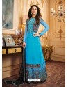 Turquoise Georgette Designer Palazzo Suit