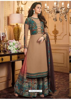 Camel Georgette Designer Palazzo Suit