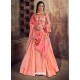 Light Orange Silk Embroidered Designer Floor Length Suit