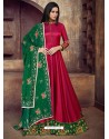 Wine Silk Embroidered Designer Floor Length Suit