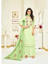 Sea Green Upada Silk Embroidered Palazzo Suit