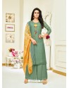 Teal Upada Silk Embroidered Palazzo Suit