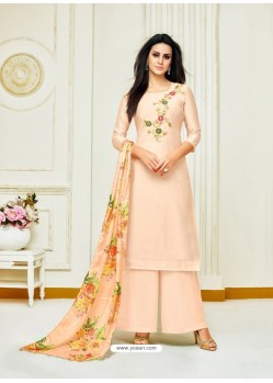 Off White Upada Silk Embroidered Palazzo Suit