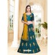 Teal Velvet Silk Embroidered Designer Lehenga Choli