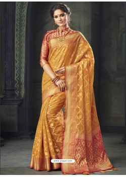 Mustard Kota Silk Designer Jaquard Work Saree