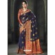 Navy Blue Kota Silk Designer Jaquard Work Saree