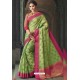 Green Kota Silk Designer Jaquard Work Saree