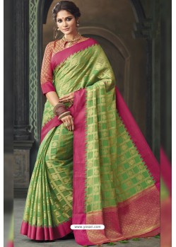 Green Kota Silk Designer Jaquard Work Saree