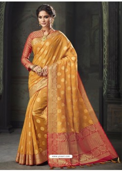Ravishing Yellow Kota Silk Designer Jaquard Work Saree