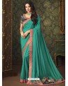Teal Georgette Two Tone Silk Party Wear Saree