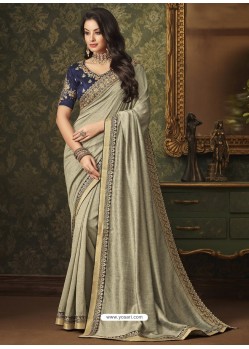 Taupe Georgette Two Tone Silk Party Wear Saree