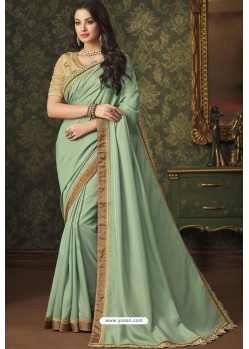 Olive Green Two Tone Silk Party Wear Saree