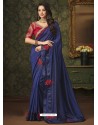 Navy Blue Two Tone Silk Party Wear Saree