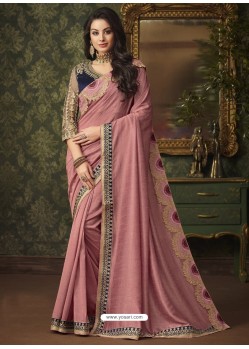 Dusty Pink Two Tone Silk Party Wear Saree