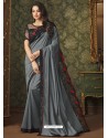 Grey Two Tone Silk Party Wear Saree