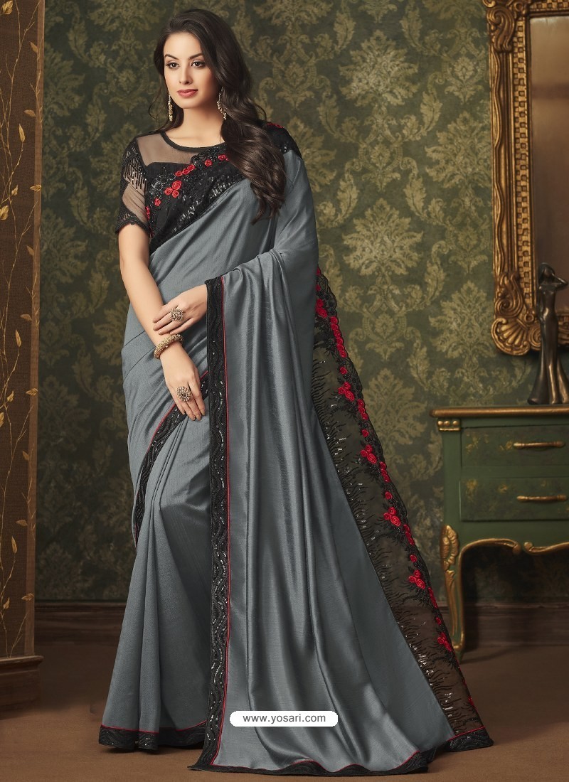 Afternoon Party Wear Designer Silk Sari | Wedding Shaadi Dress