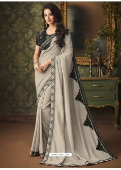Silver Two Tone Silk Party Wear Saree