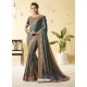 Grey Silk Stone Embroidered Party Wear Saree