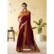 Maroon Silk Stone Embroidered Party Wear Saree