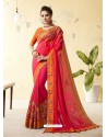 Fuchsia Silk Stone Embroidered Party Wear Saree